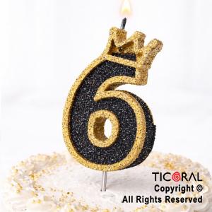 VELA NUMERO CORPOREO CON GIBRE ORO N.6 x 1